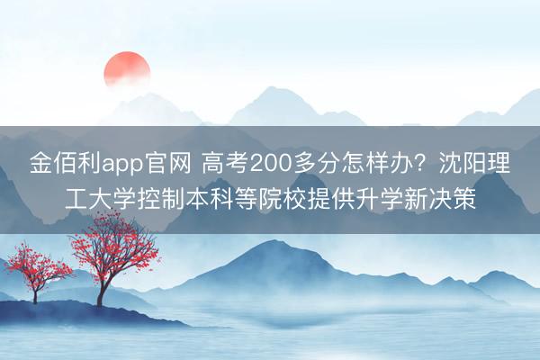 金佰利app官网 高考200多分怎样办？沈阳理工大学控制本科等院校提供升学新决策